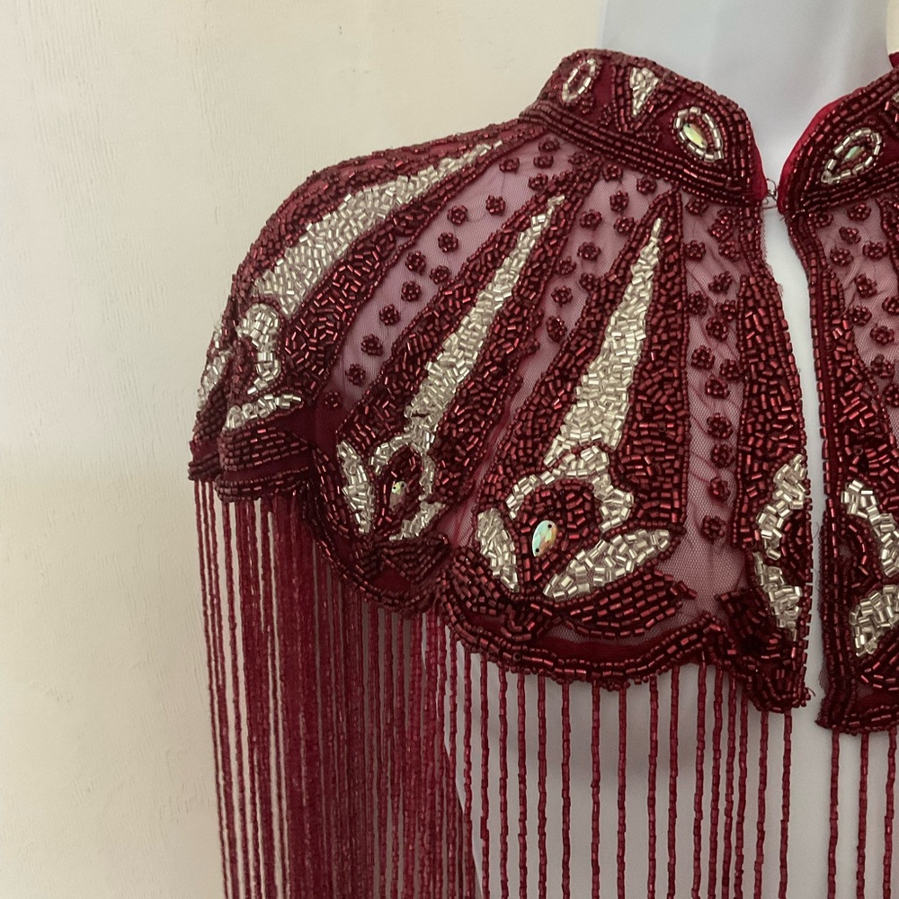 Merlot Fringe Cape - Picture 2 of 2